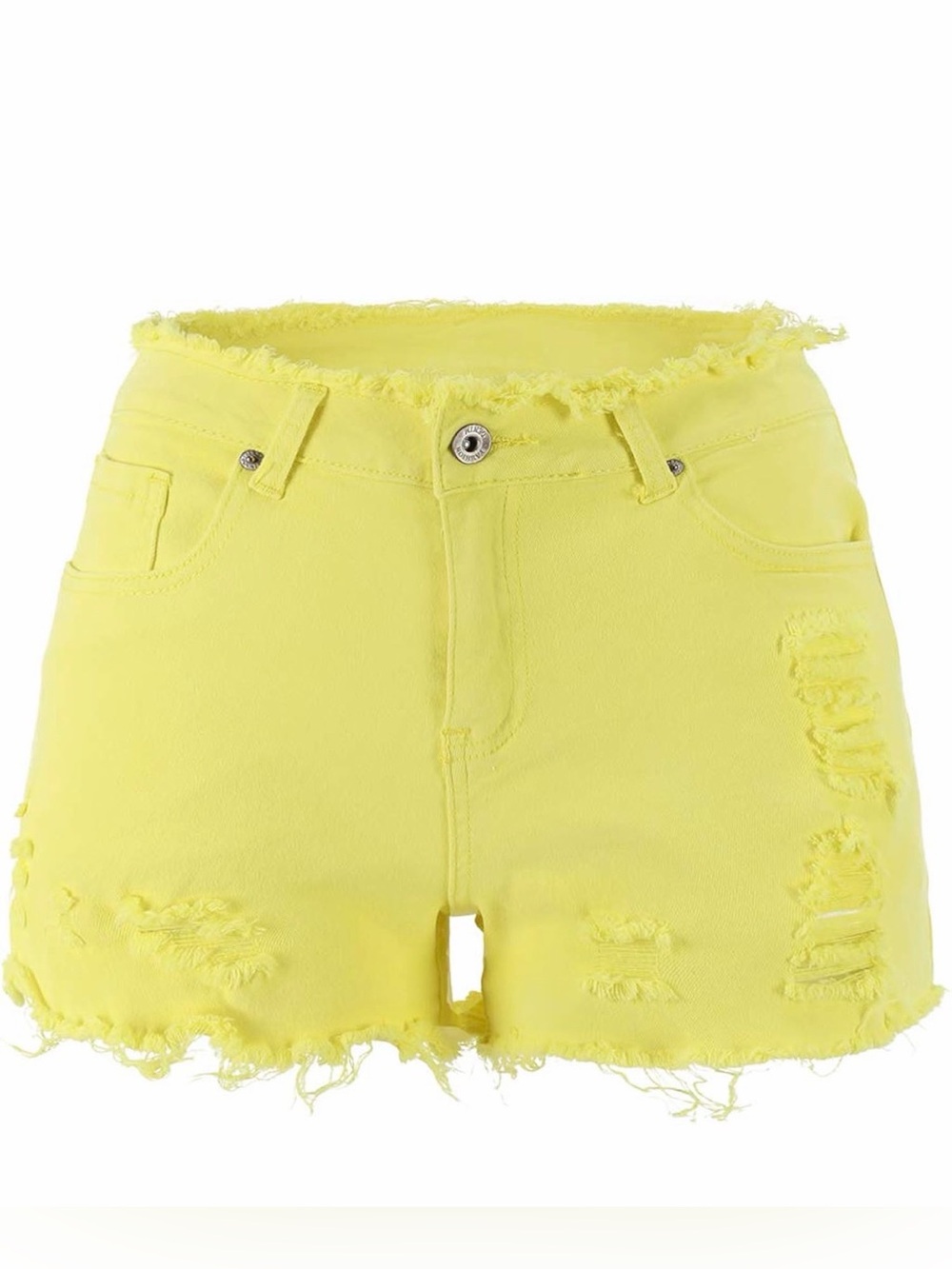NWOT Yellow Distressed High-Rise Women's Denim Shorts
